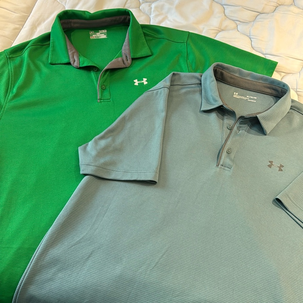 Men’s XL Pinstriped Under Armour Polo Bundle